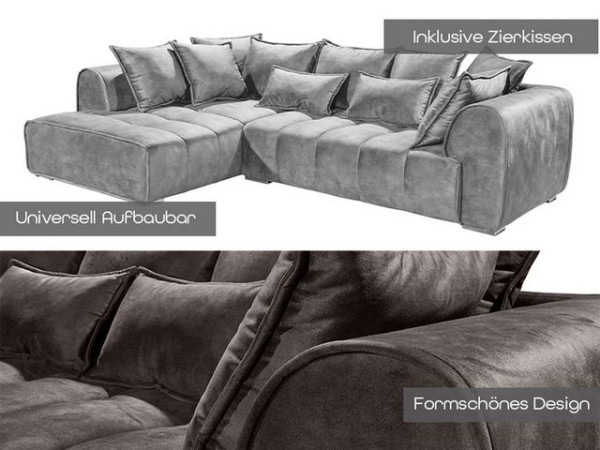 ED EXCITING DESIGN Ecksofa, Adamo Ecksofa 320 x 197 cm Polstergarnitur Couch Sofa Grau