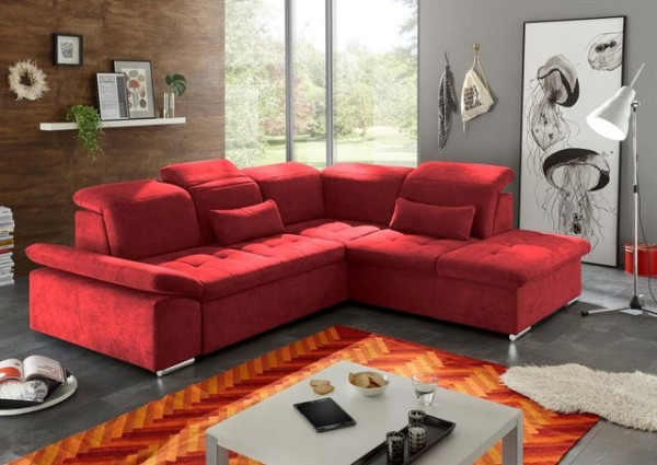ED EXCITING DESIGN Ecksofa, Wayne Ecksofa 276x240 cm Couch Eckcouch Sofa Rot (Berry)