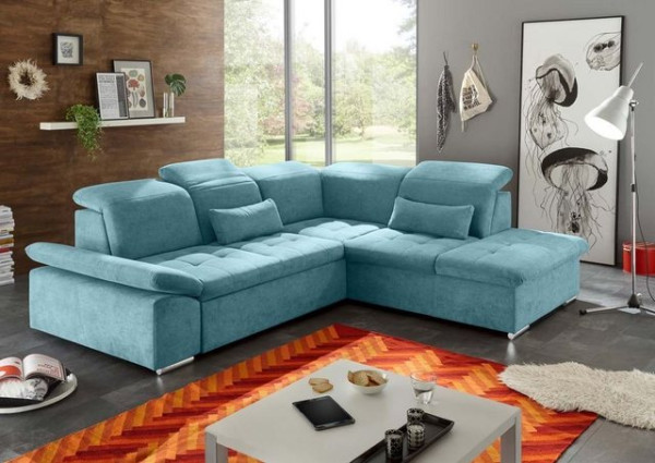 ED EXCITING DESIGN Ecksofa, Wayne Ecksofa 276x240 cm Couch Eckcouch Sofa Blau (Denim)