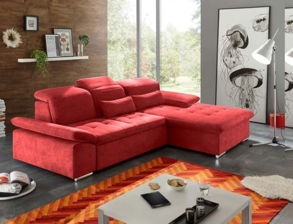 ED EXCITING DESIGN Ecksofa, Wayne Ecksofa 276x188 cm Couch Eckcouch Sofa Rot (Berry)
